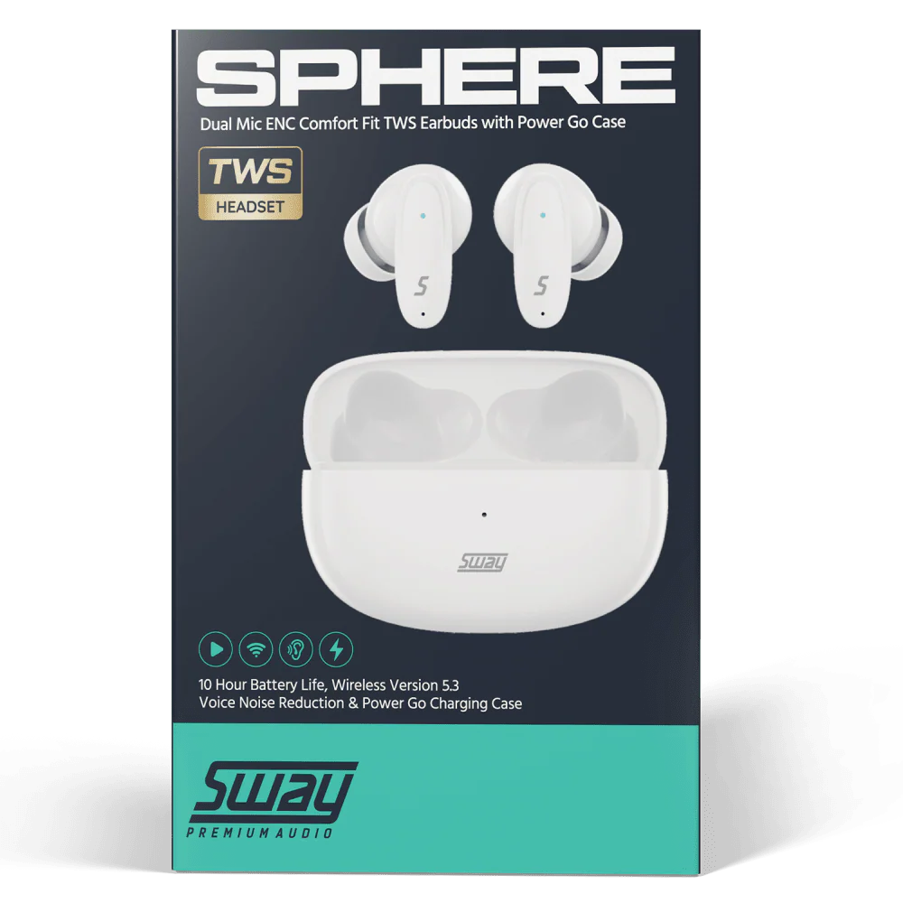 Sway Dual Microphone ENC Comfort Fit True Wireless Headphones with Power Go Charging Case - Image 6