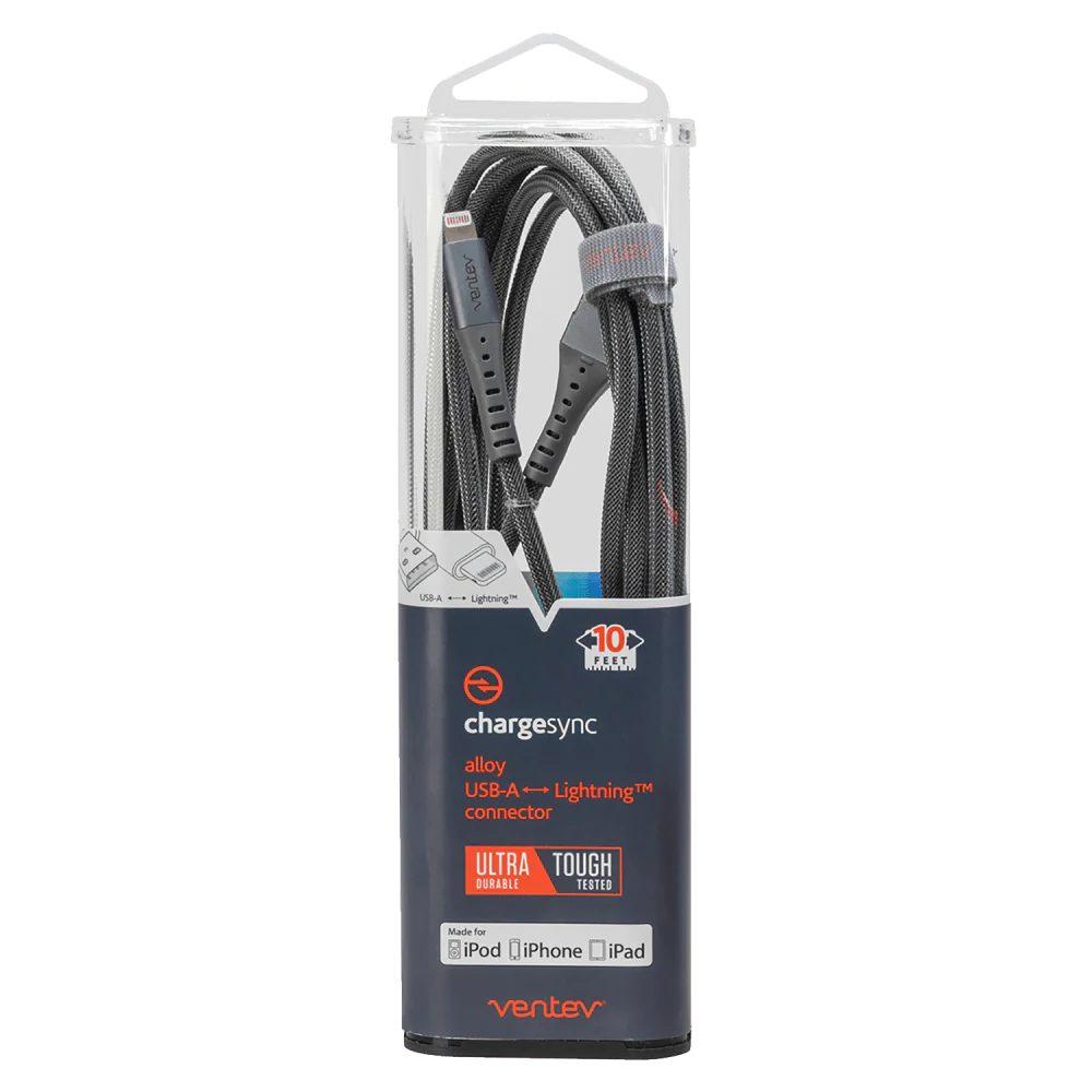 Ventev Alloy USB-A to Apple Lighting High Speed Ultradurable 10 Foot Cable - Image 4